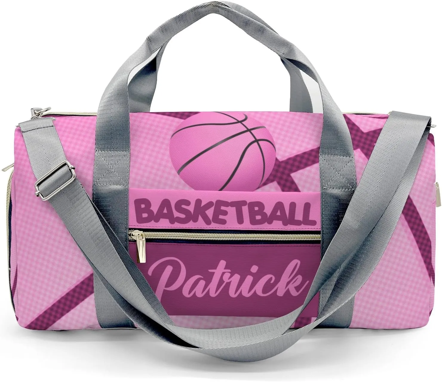 Personalized Name Travel Bag Sports Duffel Bags Basketball Print Pink Gymnastics Travel Perform Training Casual Bag
