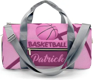 Personalized Name Travel Bag Sports Duffel Bags Basketball Print Pink Gymnastics Travel Perform Training Casual Bag
