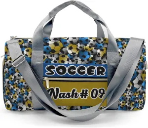 Personalized Soccer Golden Olive Blue Duffle Bag with Name for Women Man Custom Travel Perform Training Bag School Bags