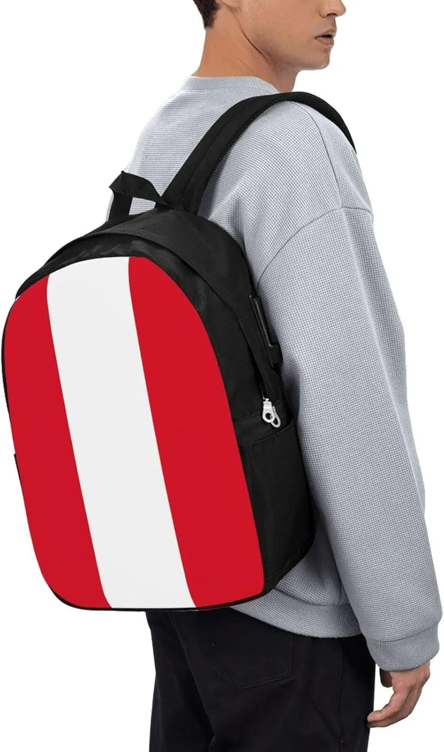 Peru Peruvian Flag Laptop Backpacks Travel Backpack Casual Business Daypack Sport Rucksack Computer Bag Fits up to 17 Inch Notebook with USB Port