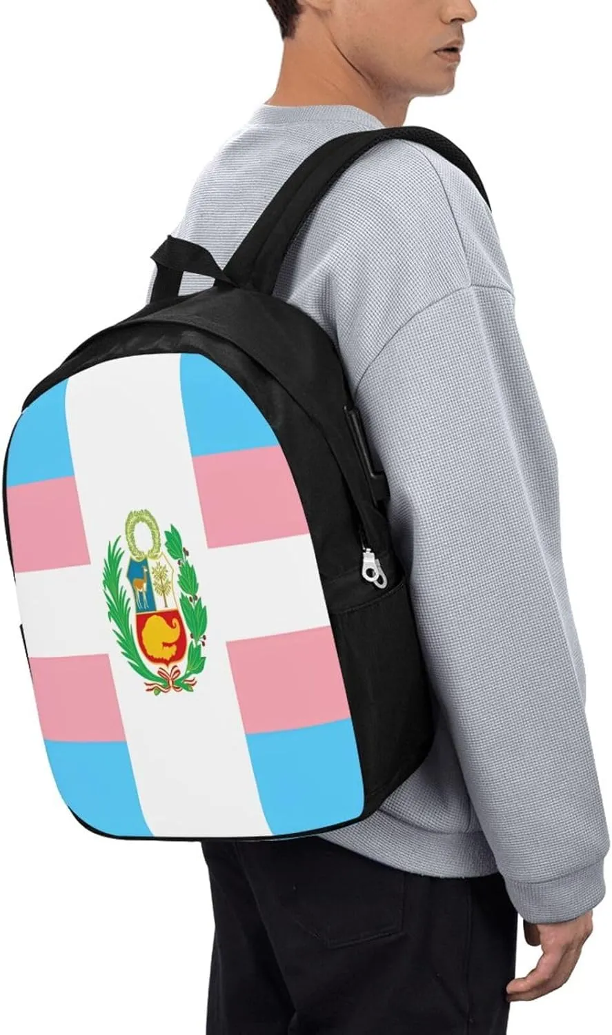 Peru Peruvian LGBT Rainbow Pride Flag Laptop Backpacks Travel Backpack Casual Business Daypack Sport Rucksack Computer Bag Fits up to 17 Inch Notebook with USB Port