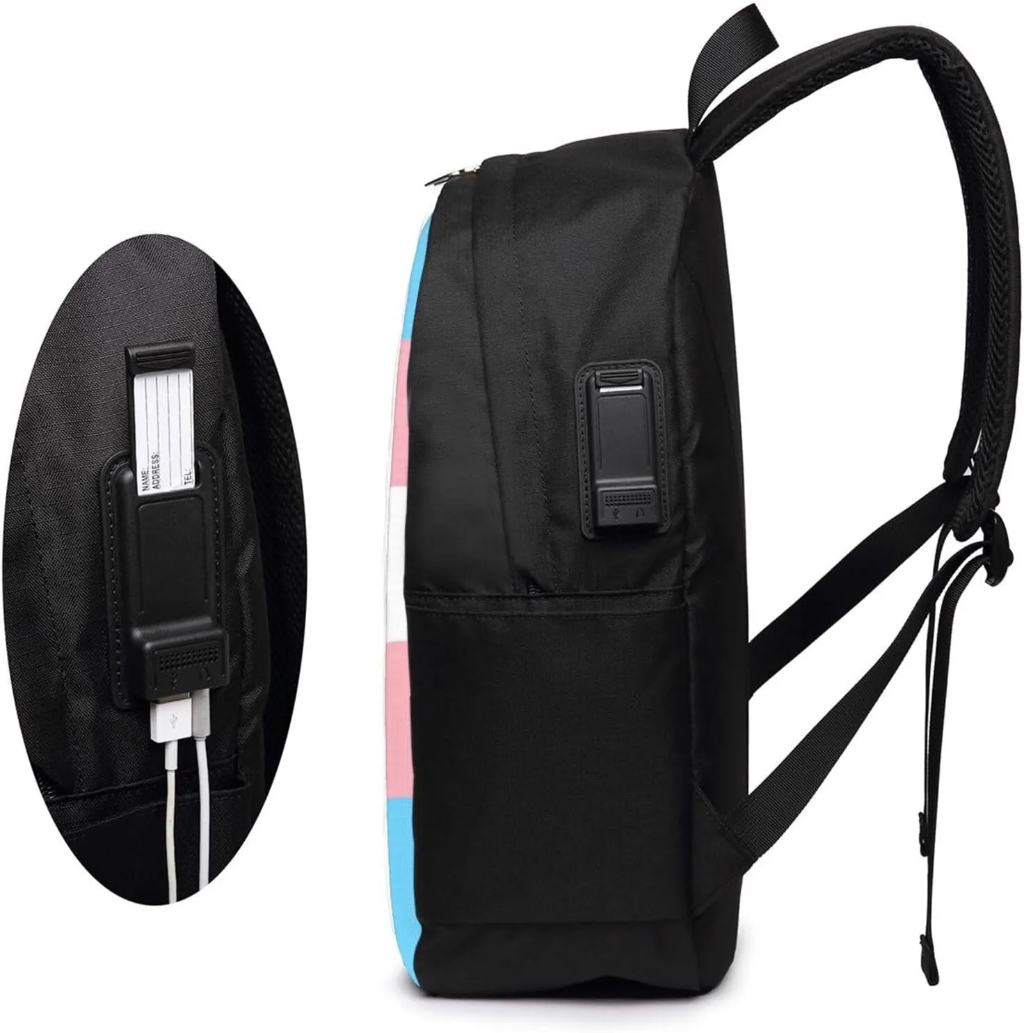 Peru Peruvian LGBT Rainbow Pride Flag Laptop Backpacks Travel Backpack Casual Business Daypack Sport Rucksack Computer Bag Fits up to 17 Inch Notebook with USB Port