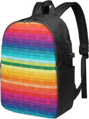 Peru Peruvian LGBT Rainbow Pride Flag Laptop Backpacks Travel Backpack Casual Business Daypack Sport Rucksack Computer Bag Fits up to 17 Inch Notebook with USB Port