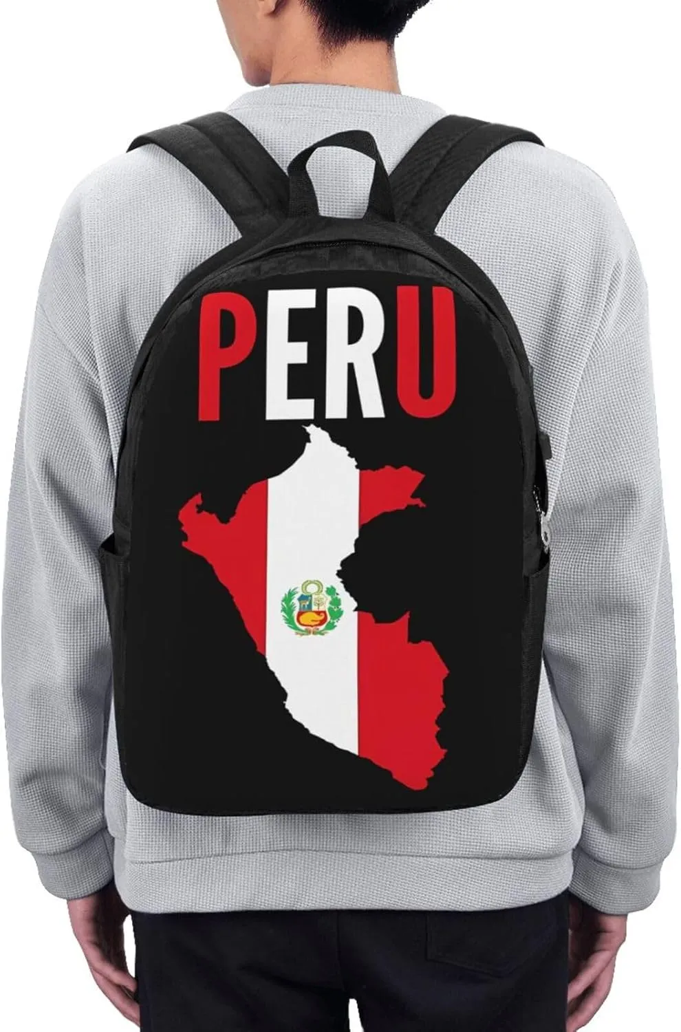 Peruvian Peru Flag Laptop Backpacks Travel Backpack Casual Business Daypack Sport Rucksack Computer Bag Fits up to 17 Inch Notebook with USB Port