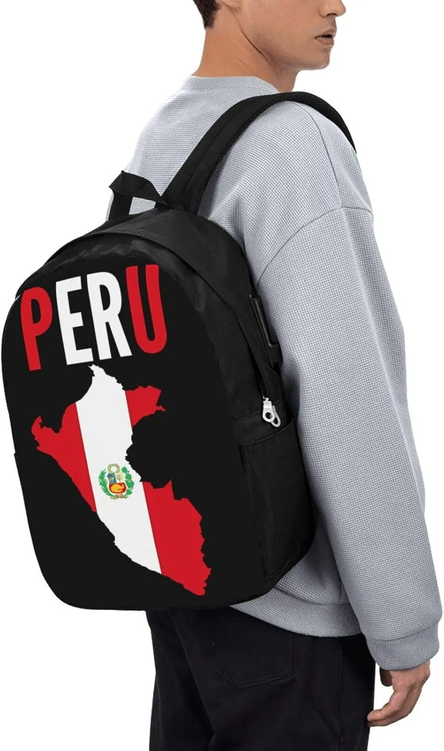 Peruvian Peru Flag Laptop Backpacks Travel Backpack Casual Business Daypack Sport Rucksack Computer Bag Fits up to 17 Inch Notebook with USB Port