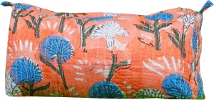 Pieces Indian Handmade Cotton Quilted Handmade Floral Hand Block Print Toiletry Bag,Cosmetic Pouch Bag Makeup Bag For Women (1, Orange D), 85485