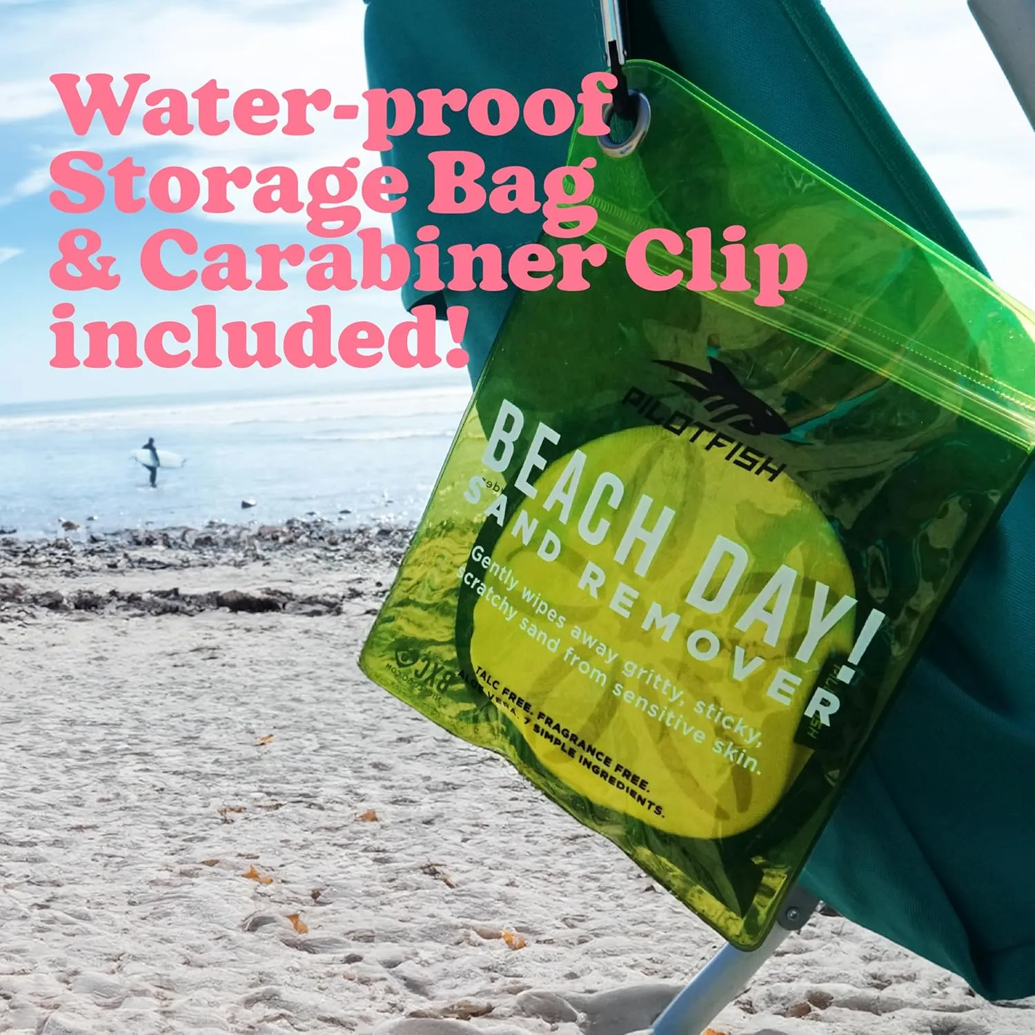 Pilotfish Beach Essentials Sand Remover Bag, Gentle Skin-Friendly Formula with 7 Natural Ingredients, Free of Talc and Fragrance, Sand Removal Beach Accessories, Must Haves, Gifts for Women