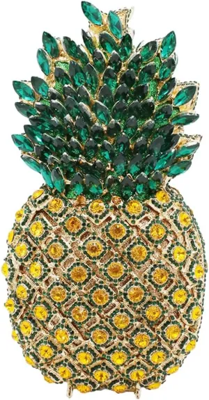 Pineapple Style Rhinestone Clutch Realistic Evening Bag Shining Crystal Purse for Cocktail Party Prom Wedding