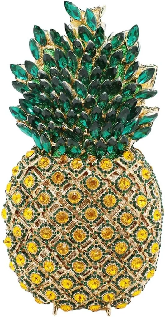 Pineapple Style Rhinestone Clutch Realistic Evening Bag Shining Crystal Purse for Cocktail Party Prom Wedding