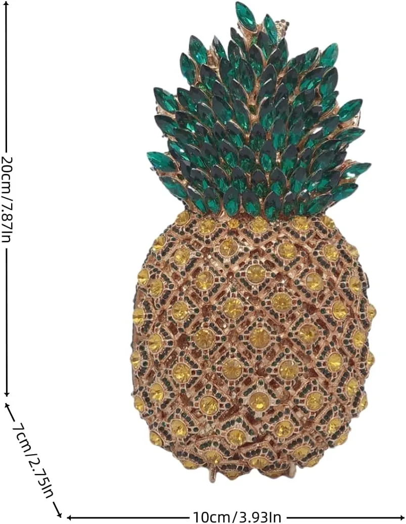Pineapple Style Rhinestone Clutch Realistic Evening Bag Shining Crystal Purse for Cocktail Party Prom Wedding