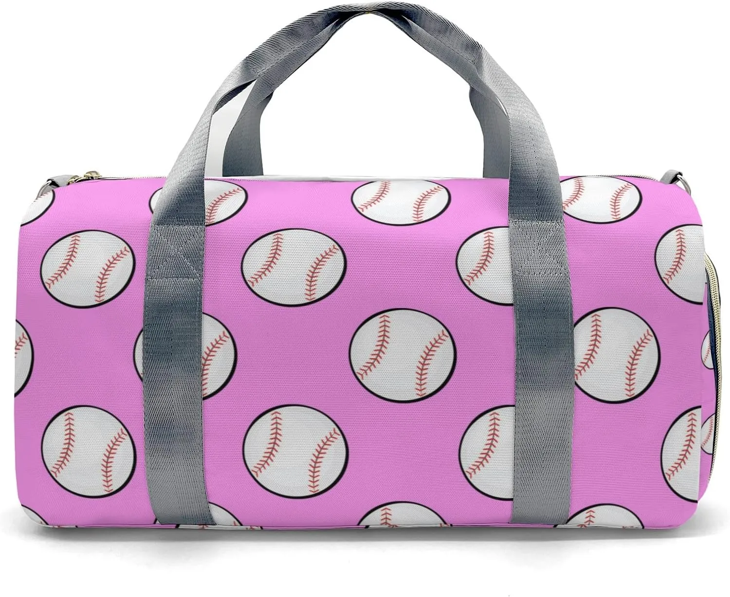 Pink Baseball Waterproof Duffel Bag Gym Dance Sport Perform Training Travel Bag for Teens Adults Women Men