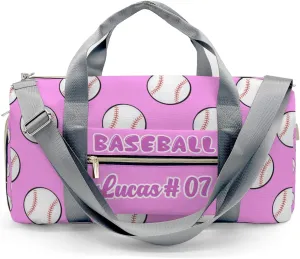 Pink Baseball Waterproof Duffel Bag Gym Dance Sport Perform Training Travel Bag for Teens Adults Women Men