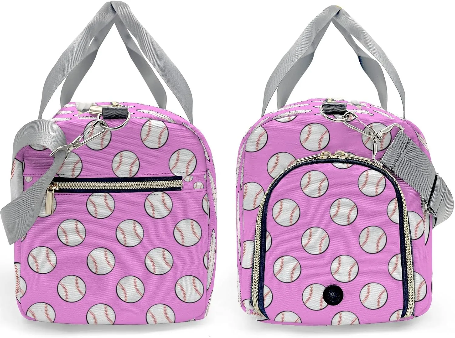 Pink Baseball Waterproof Duffel Bag Gym Dance Sport Perform Training Travel Bag for Teens Adults Women Men