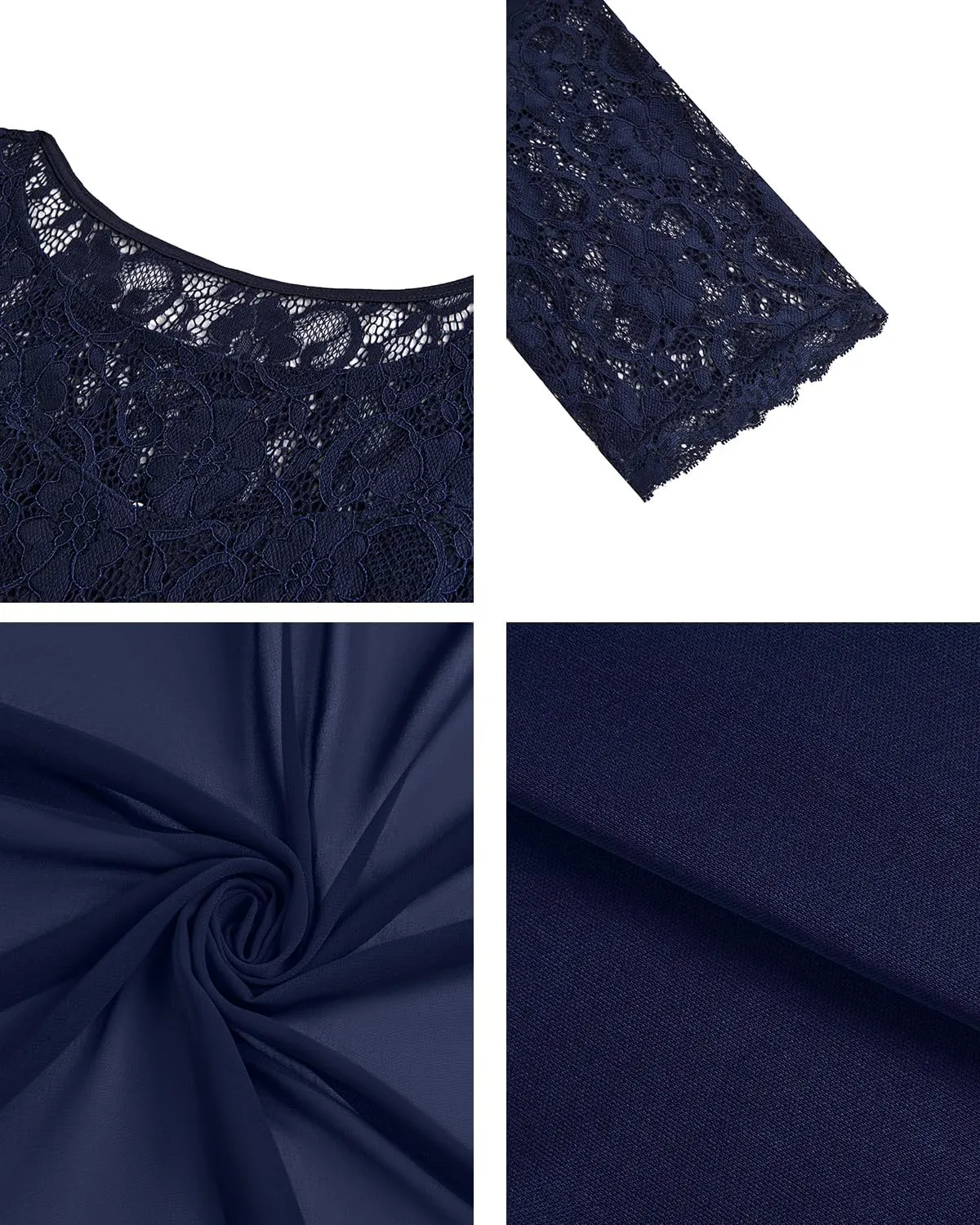 Pinup Fashion Plus Size Lace Chiffon Wedding Guest Dresses Women Cocktail Party Midi Dress