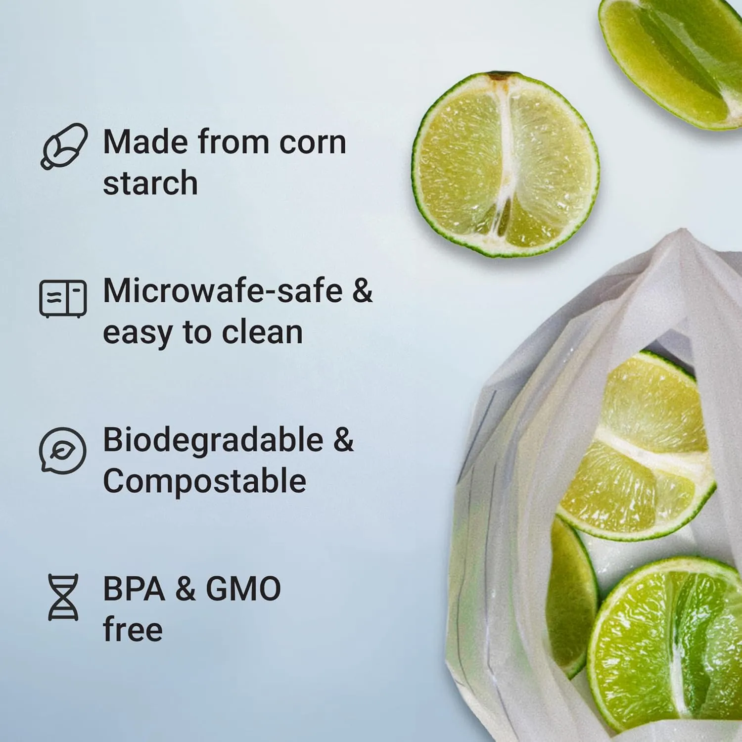 Plant-Based Sandwich size zip Lock Bags | Resealable, Bio and Eco-Friendly | Zip Freezer Bags | Sandwich, Snacks and Vegetable food storage bags | Plastic alternative | 30 bags