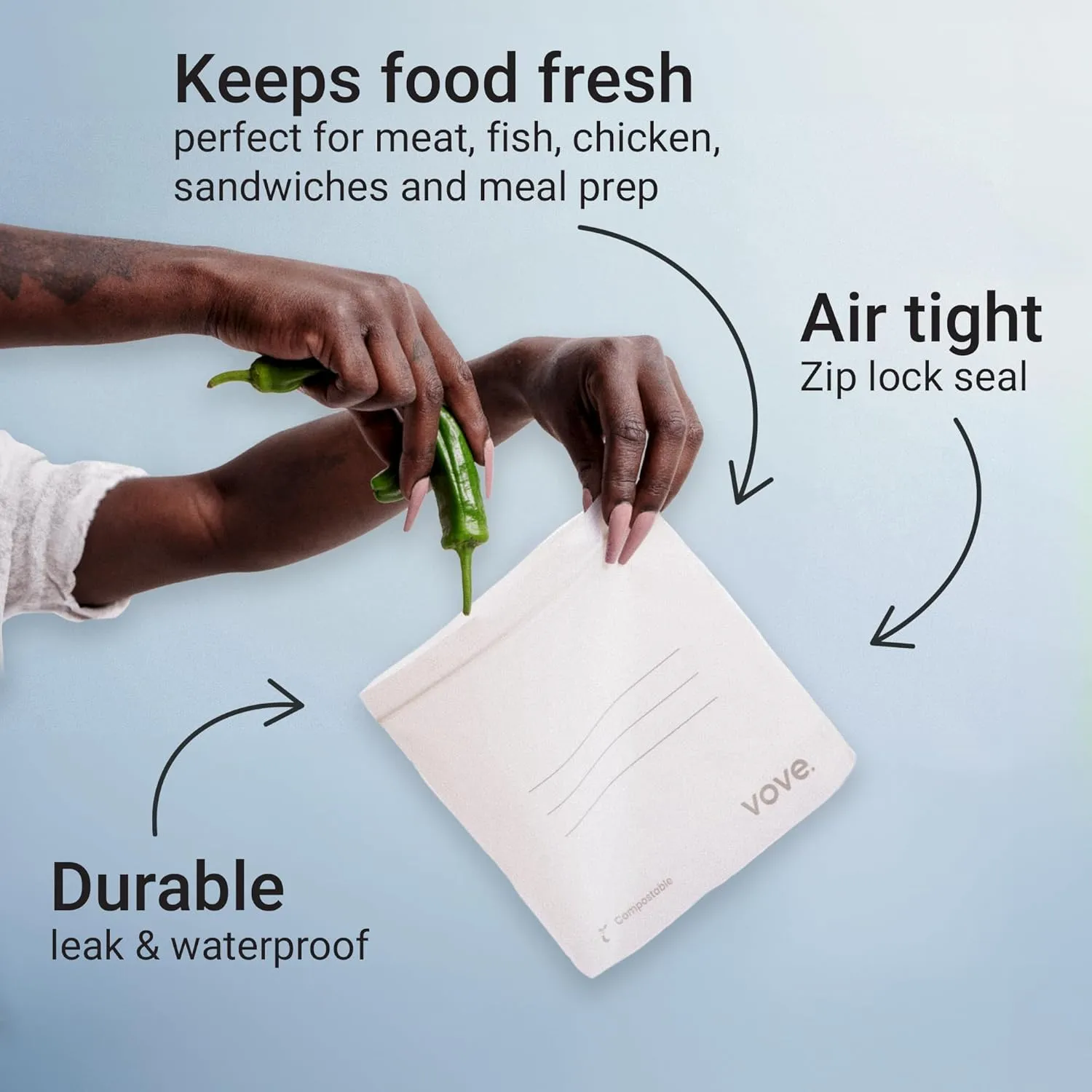 Plant-Based Sandwich size zip Lock Bags | Resealable, Bio and Eco-Friendly | Zip Freezer Bags | Sandwich, Snacks and Vegetable food storage bags | Plastic alternative | 30 bags