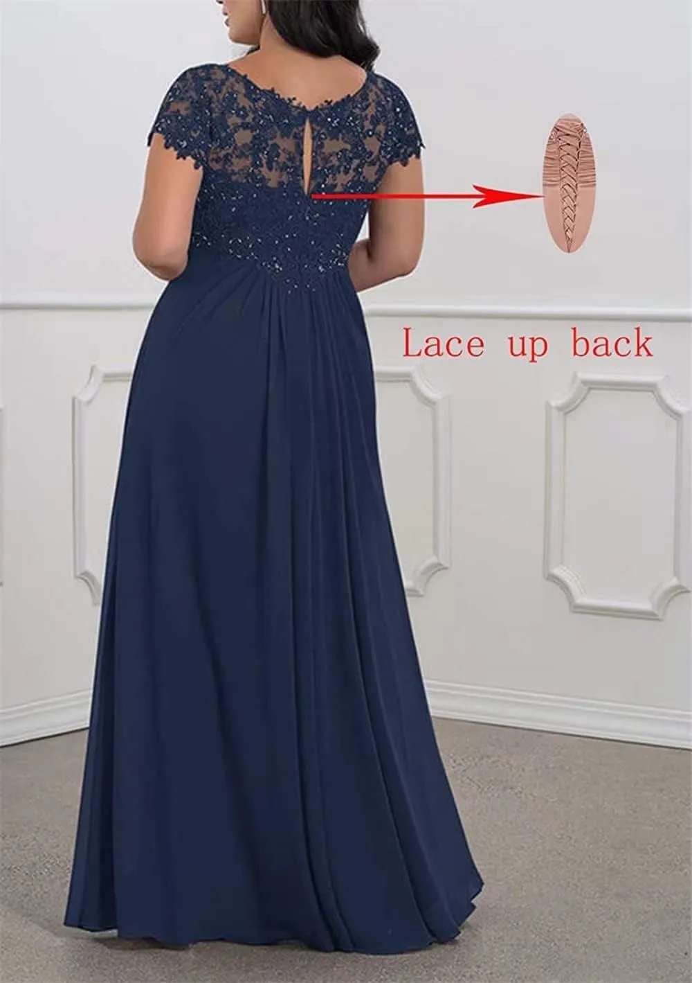 Plus Size Mother of The Bride/Groom Dresses for Wedding Short Sleeve Chiffon Formal Evening Party Gowns