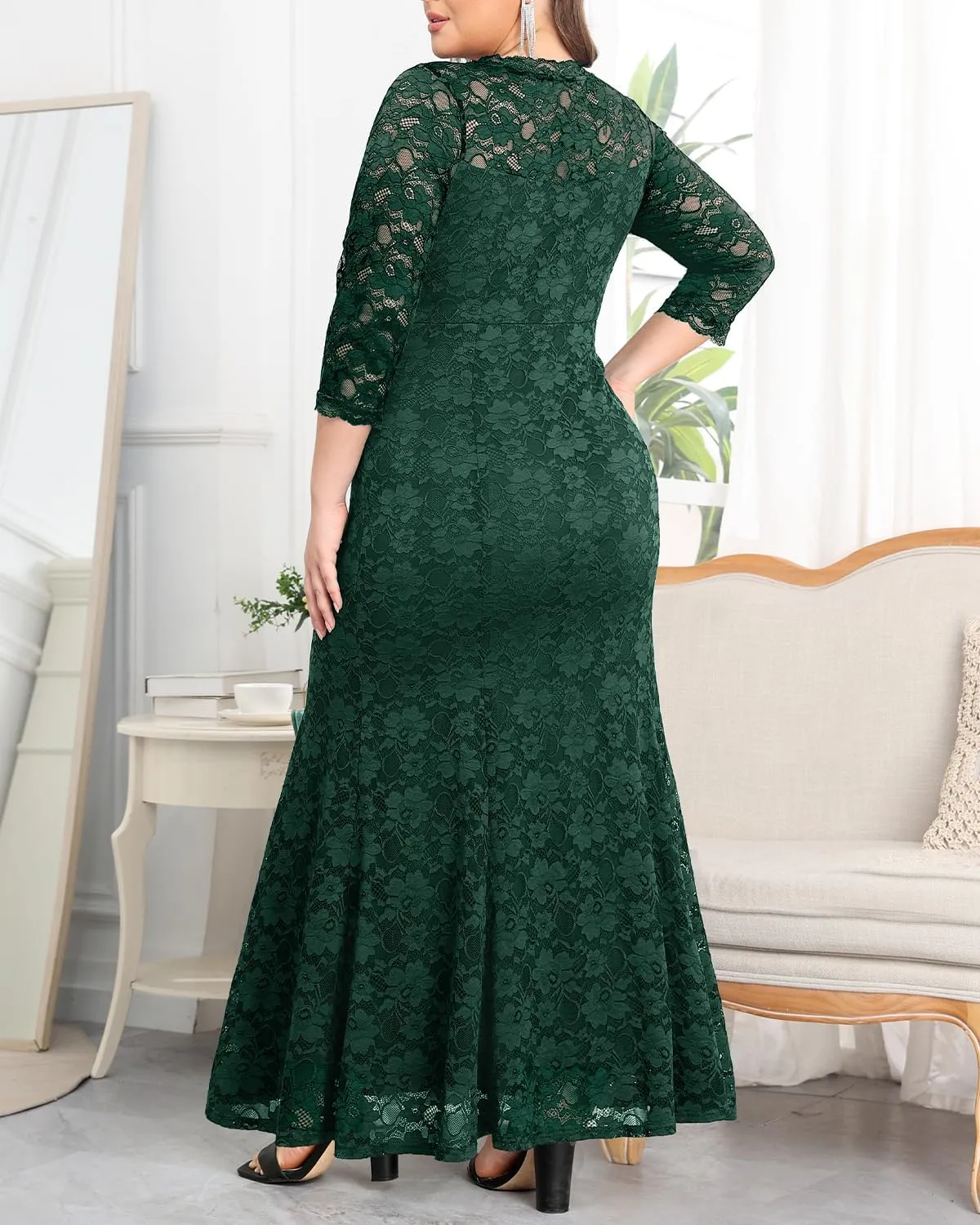 Plus Size Wedding Dress for Bride - Formal Evening Gown Party Lace Mermaid Dresses