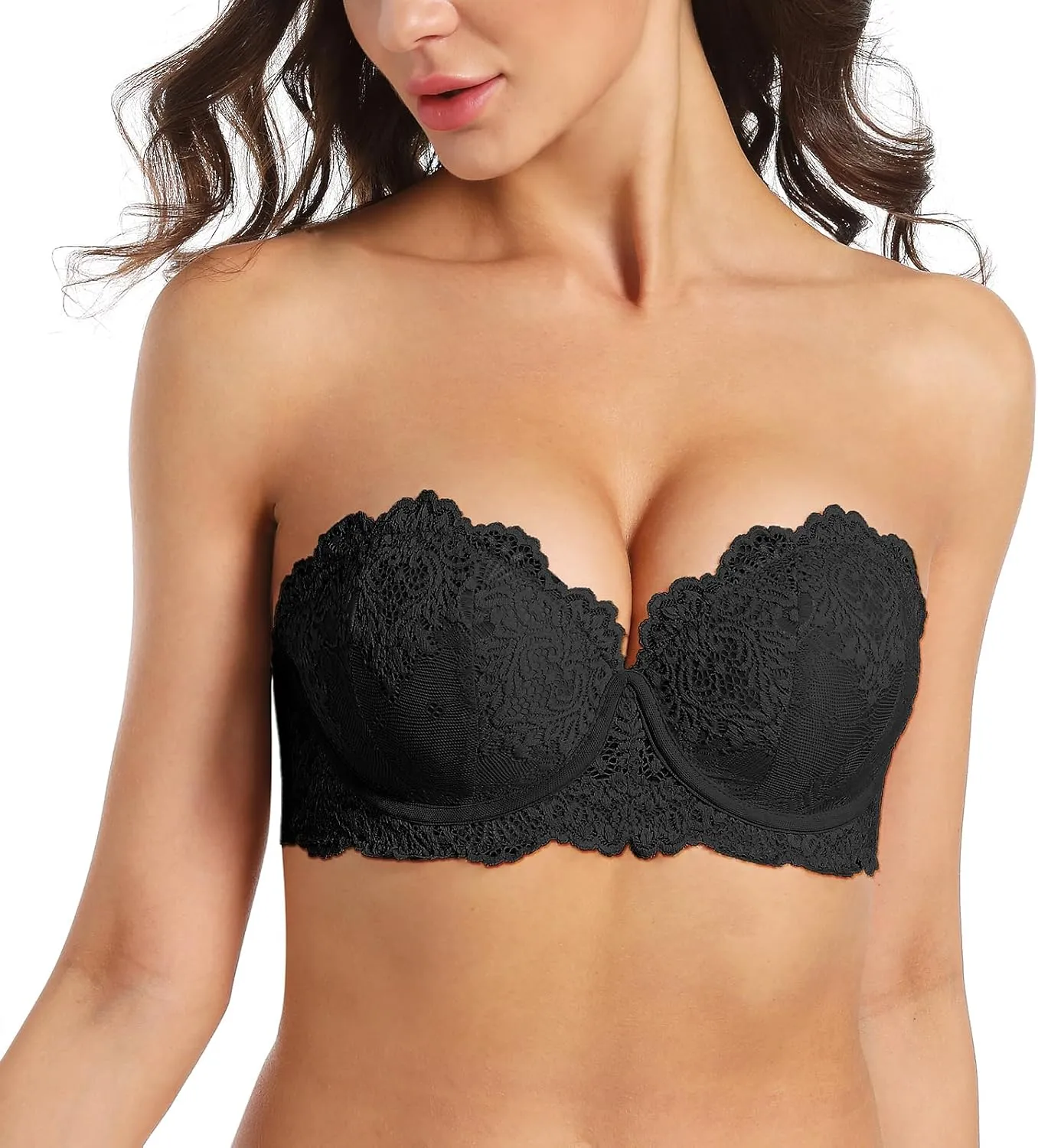 Plusexy Women's Push Up Strapless Bra Thick Padded Underwire Convertible Multiway Bras