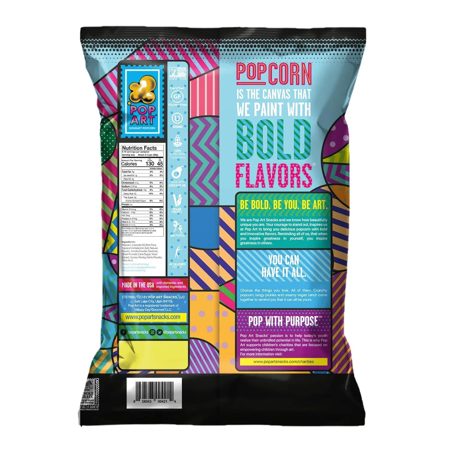 Pop Art Snacks Gourmet Popcorn - Dill Pickle Vegan Ranch with Avocado Oil - Gluten Free Vegan Popcorn - Flavored Snacks for Adults, Kids, Movie Night (9 Pack of 4.5 oz bags)