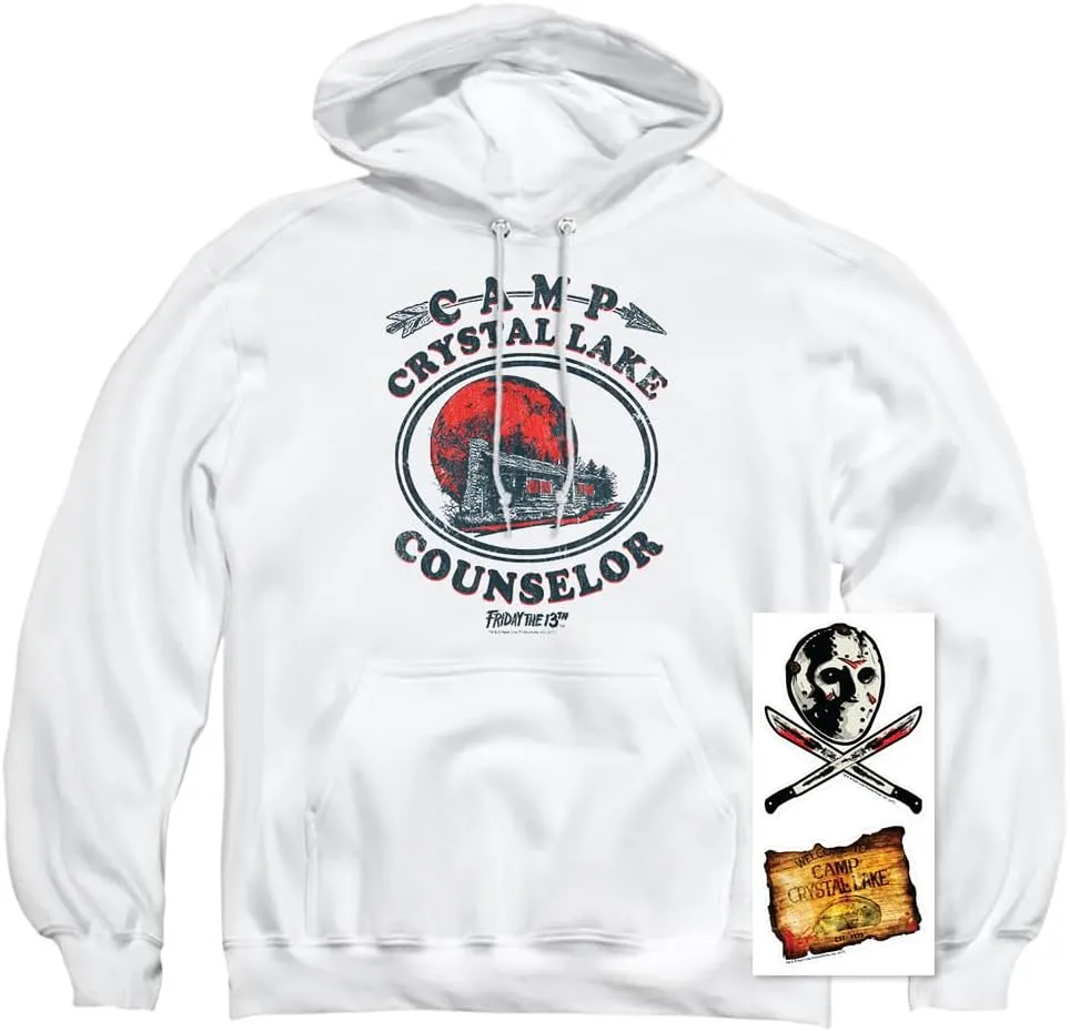 Popfunk Friday the 13th Game Camp Crystal Lake Counselor Pullover Hoodie & Stickers