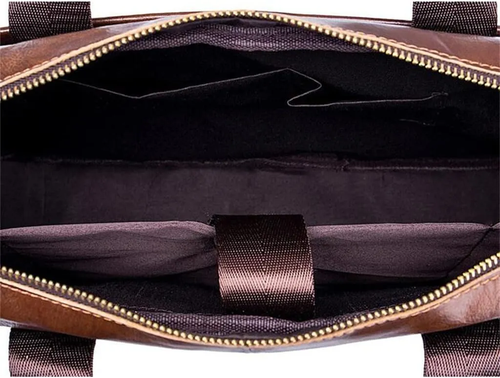 Portable Computer Briefcase Male Leather Shoulder Crossbody Bag Layer Cowhide Business Business Affairs Bag