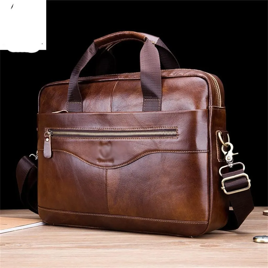 Portable Computer Briefcase Male Leather Shoulder Crossbody Bag Layer Cowhide Business Business Affairs Bag