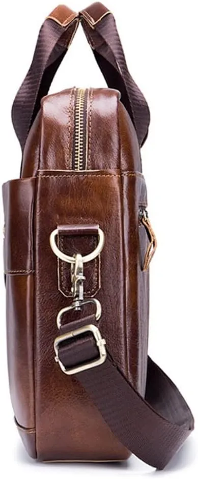 Portable Computer Briefcase Male Leather Shoulder Crossbody Bag Layer Cowhide Business Business Affairs Bag