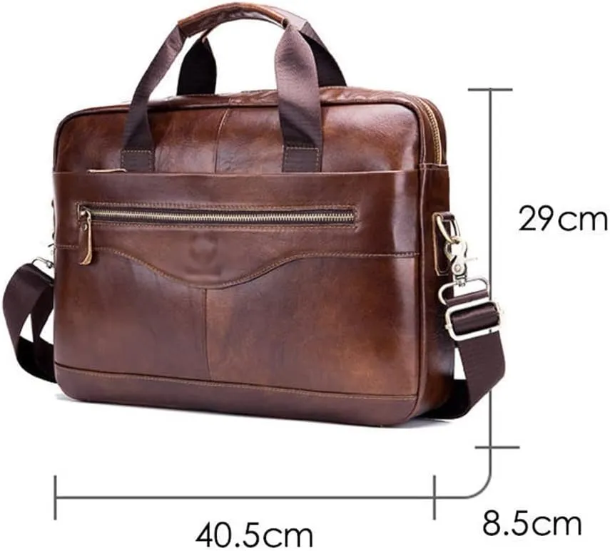 Portable Computer Briefcase Male Leather Shoulder Crossbody Bag Layer Cowhide Business Business Affairs Bag