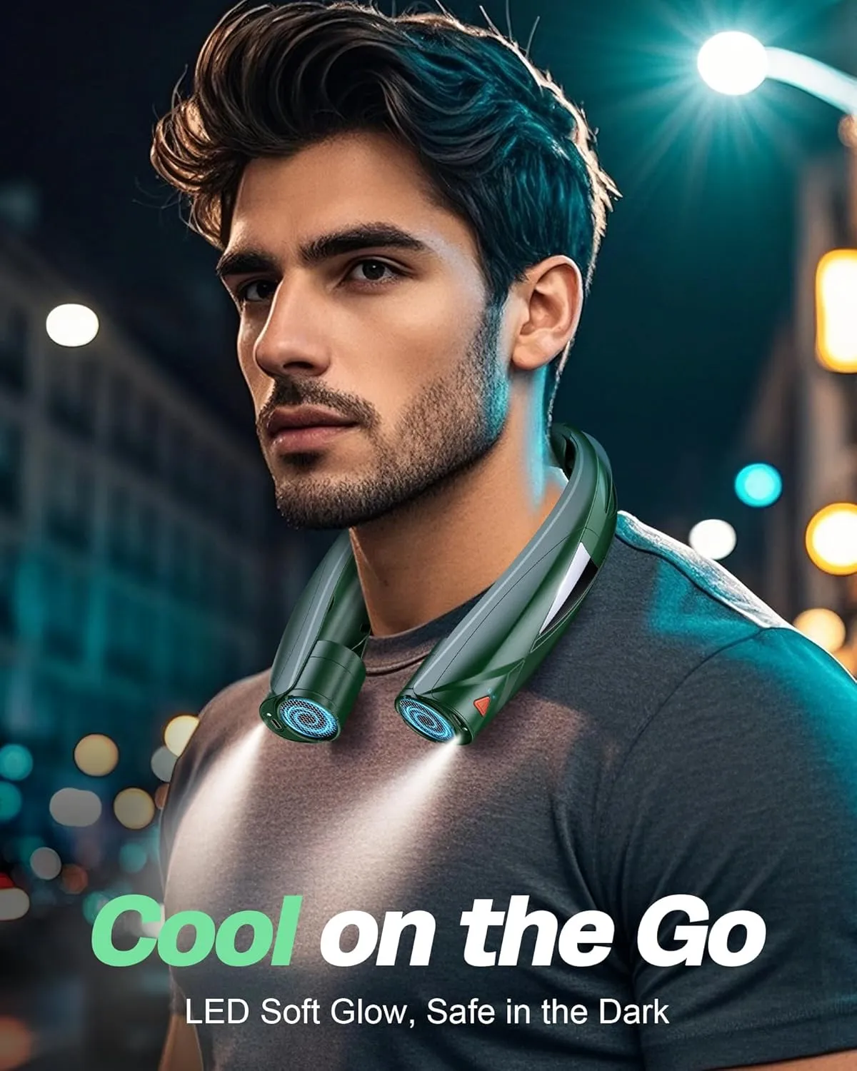 Portable Neck Fan - with LED Book Light, 6-20 Hrs Long Battery, 6-Speed Adjustable, USB-C Rechargeable, Ultra Quiet, Hands-Free Personal Cooling for Men Women Outdoor Indoor