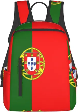 Portugal Portuguese Flag Casual Laptop Backpack Travel Rucksack Sports Daypack Adjustable Strap Bags with Multi-Pockets for Working Running Camping