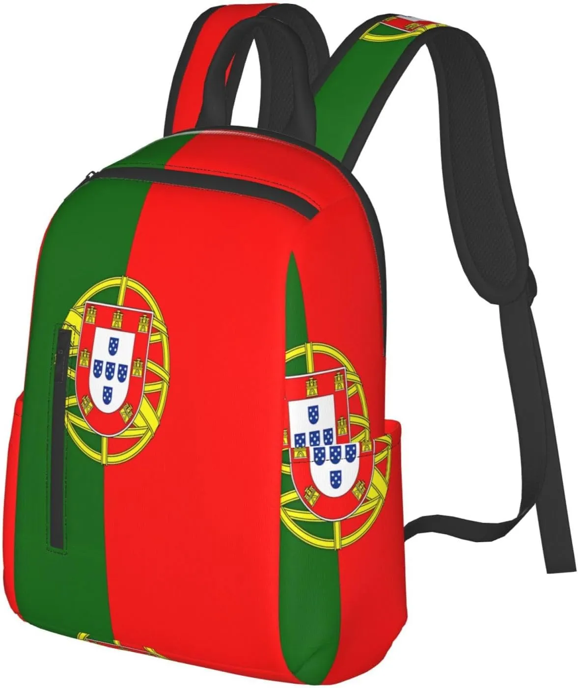 Portugal Portuguese Flag Casual Laptop Backpack Travel Rucksack Sports Daypack Adjustable Strap Bags with Multi-Pockets for Working Running Camping