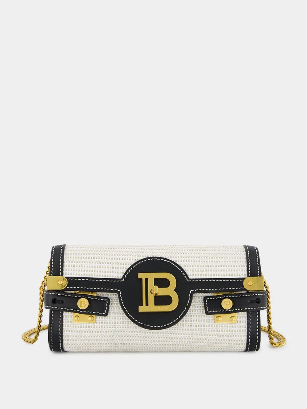 Pouch with Chain B-Buzz 23 in Raffia & Calfskin