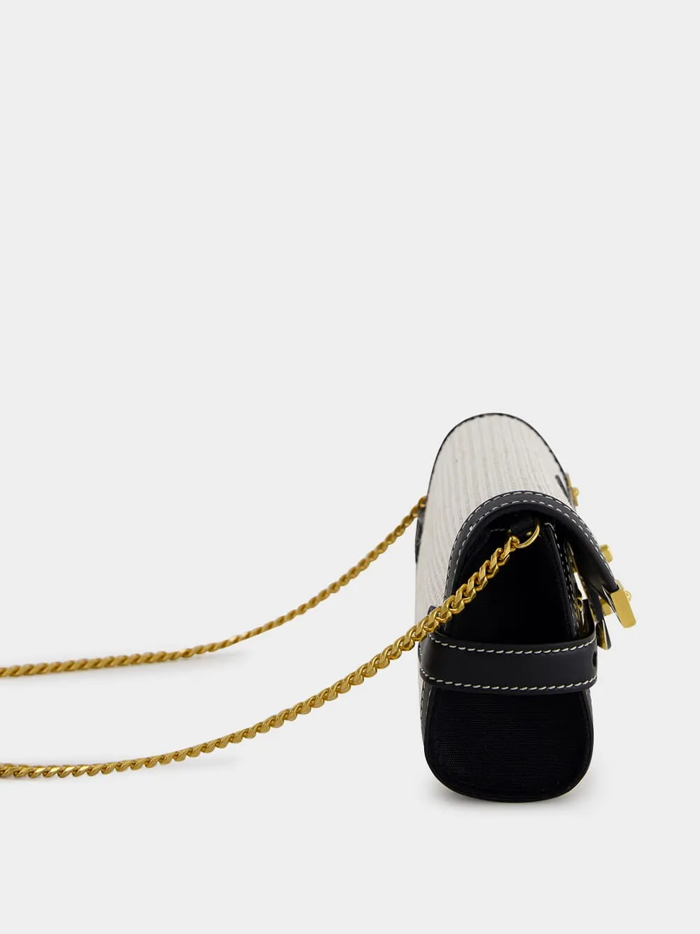 Pouch with Chain B-Buzz 23 in Raffia & Calfskin