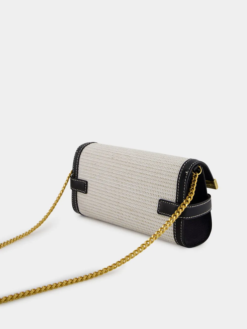 Pouch with Chain B-Buzz 23 in Raffia & Calfskin