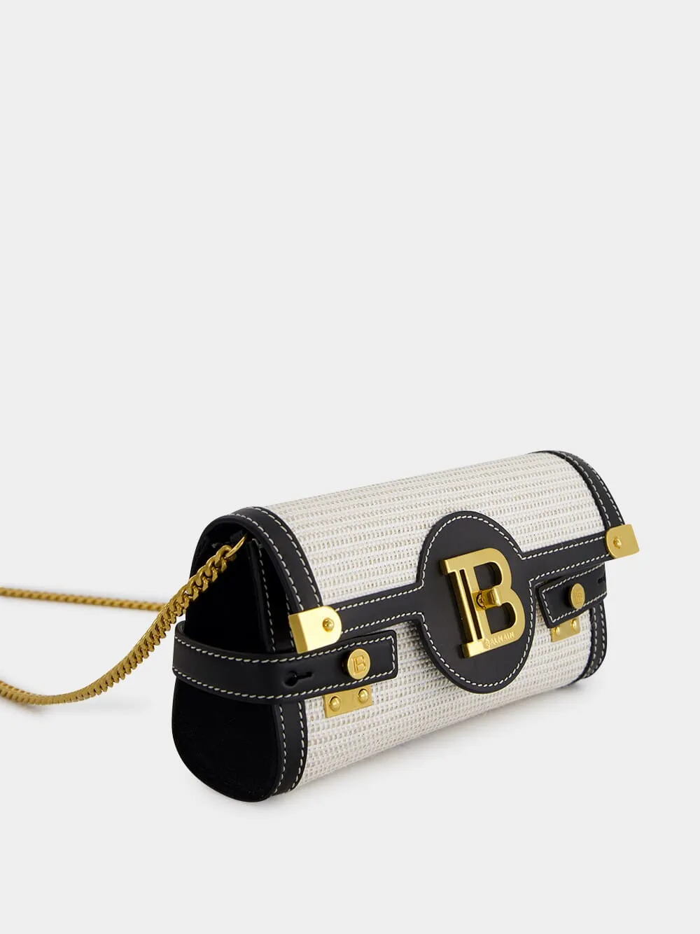 Pouch with Chain B-Buzz 23 in Raffia & Calfskin