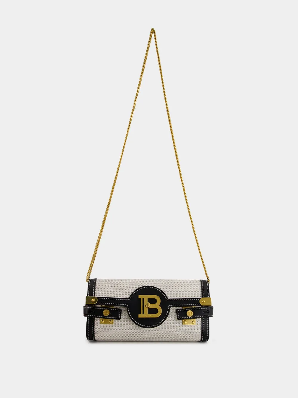 Pouch with Chain B-Buzz 23 in Raffia & Calfskin