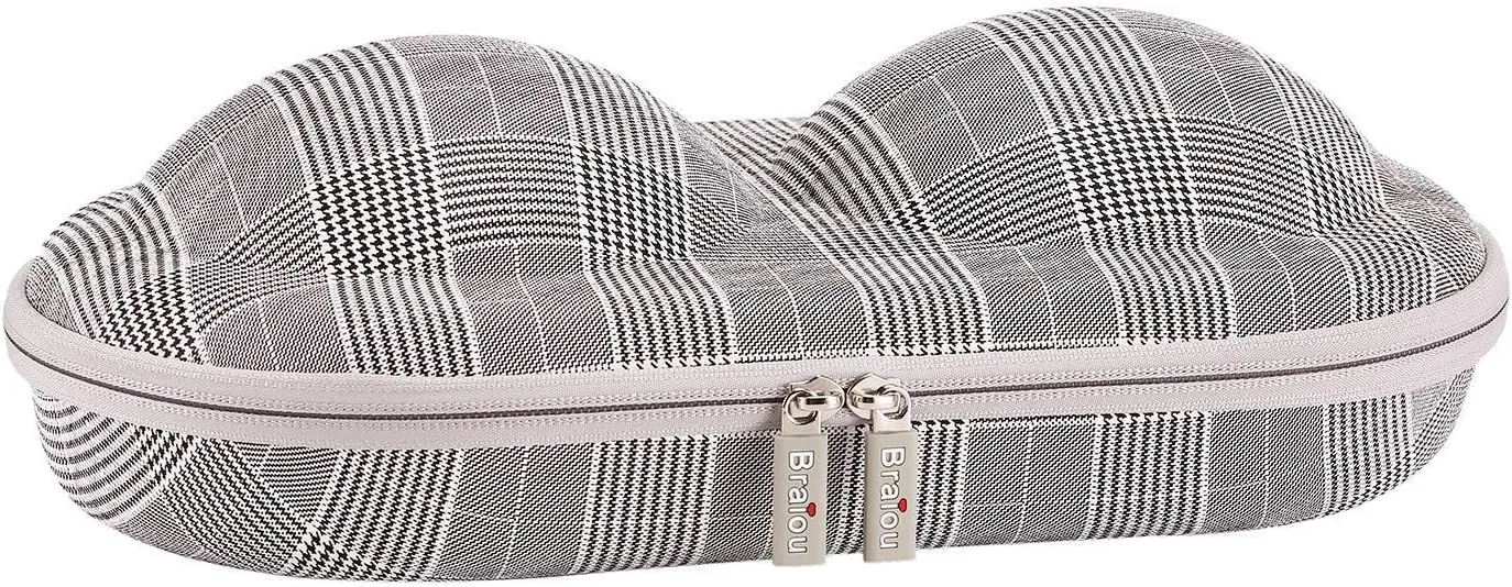 Premium Bra Case Lingerie Travel Bag Zip Underwear Organizer Bag for A-DD Cup (Swallow Gird)