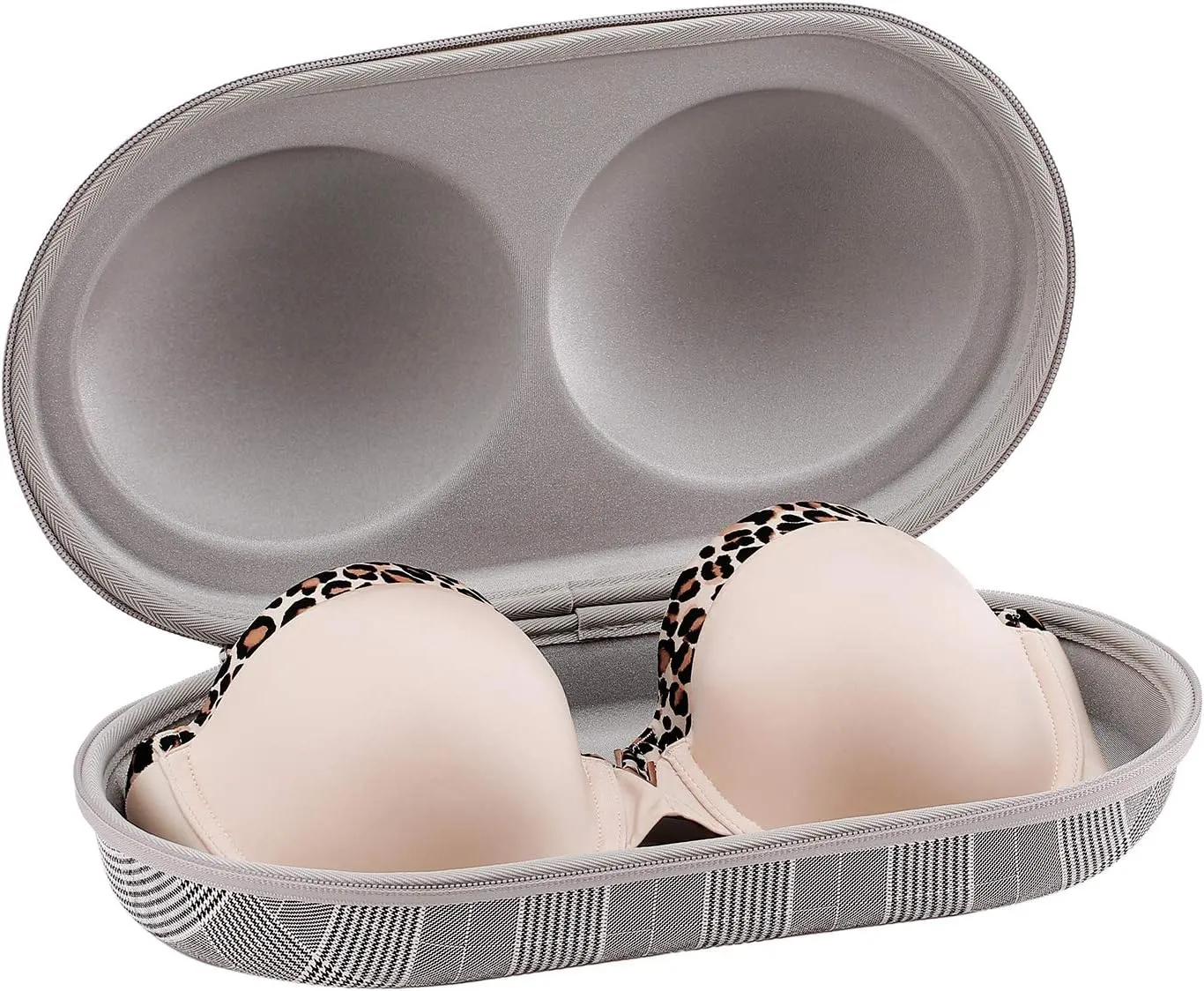 Premium Bra Case Lingerie Travel Bag Zip Underwear Organizer Bag for A-DD Cup (Swallow Gird)