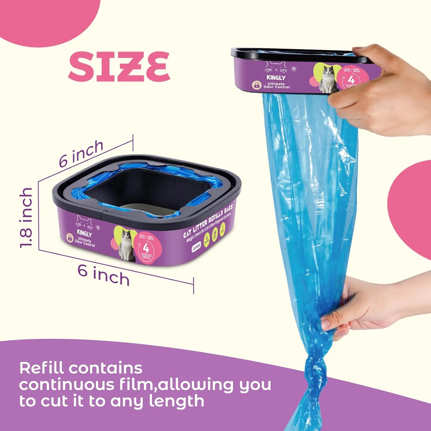 Premium Cat Litter Refill Bags |Jumbo 28FT 2-Pack | Lasts Up to 8 Months | 2 Cartridges for Superior Odor Control