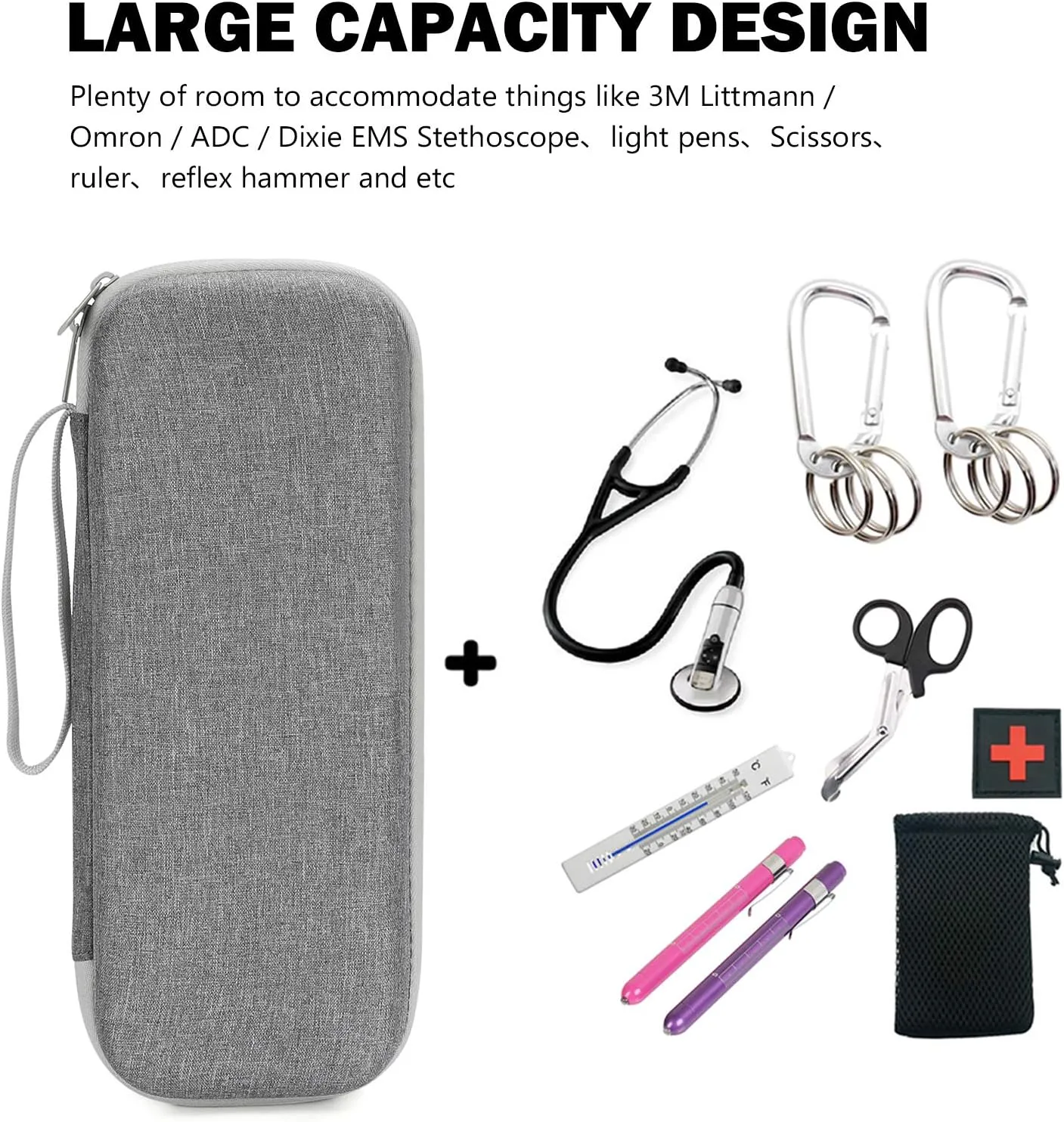 ProCase Hard EVA Stethoscope Case, Shockproof EVA Travel Carrying Case Storage Bag for 3M Littmann/Omron/ADC/Dixie EMS Stethoscope, with Extra Mesh Pockets for Small Accessories