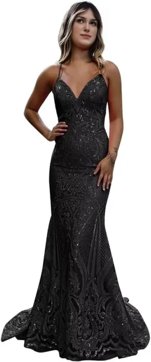 Prom Dresses 2024 Mermaid Sequin Long Evening Dresses for Women