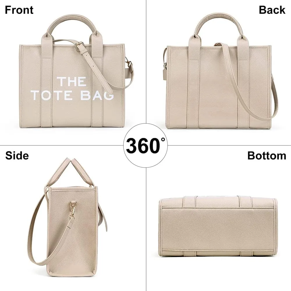 PU Tote Bag for Women Simple Large-Capacity Tote Bag Handbag Zipper Fashion Tote Bag