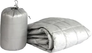 PUFF 50" x 70" High Loft Down Indoor/Outdoor Water Resistant Throw with Extra Strong Nylon Cover, Pewter
