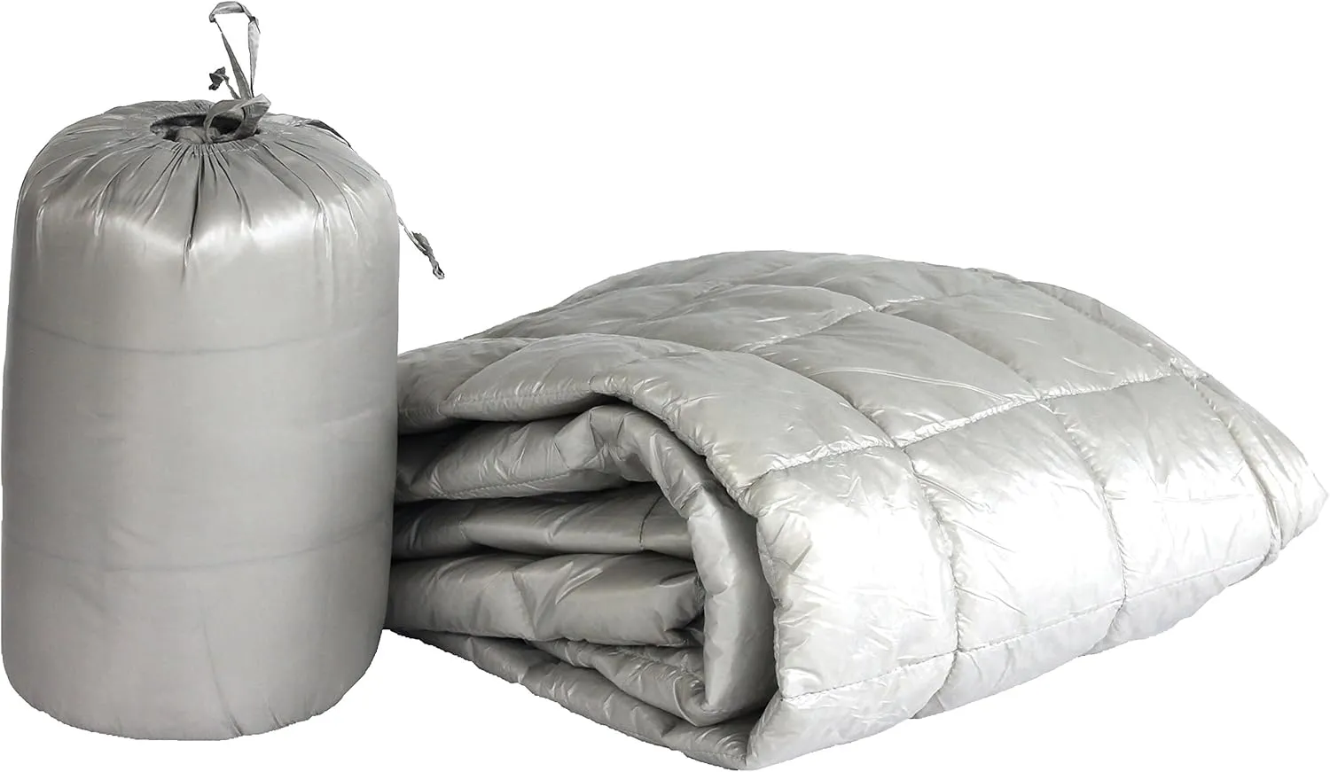 PUFF 50" x 70" High Loft Down Indoor/Outdoor Water Resistant Throw with Extra Strong Nylon Cover, Pewter