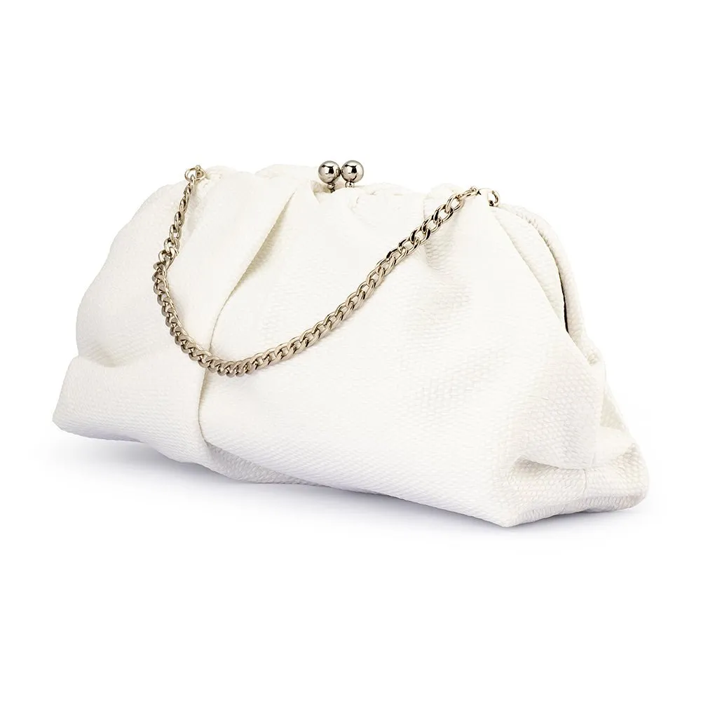 QUEENIE Gathered Woven Clutch
