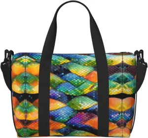 Rainbow Fish Scale Crossbody handbag, travel casual handbag, suitable for work, travel, fitness, tourism, women's zipper storage bag,
