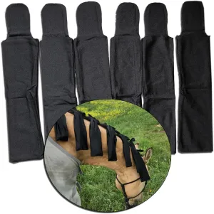 Ranch Hand Horse Mane Bags - Protect Horse's Mane from Wind, Sun & Mud - Prevents Tangles, Rubbing Out and Breakage - Made with Nylon - Easy to Use and Washable - Set of 6 (XL-Black)