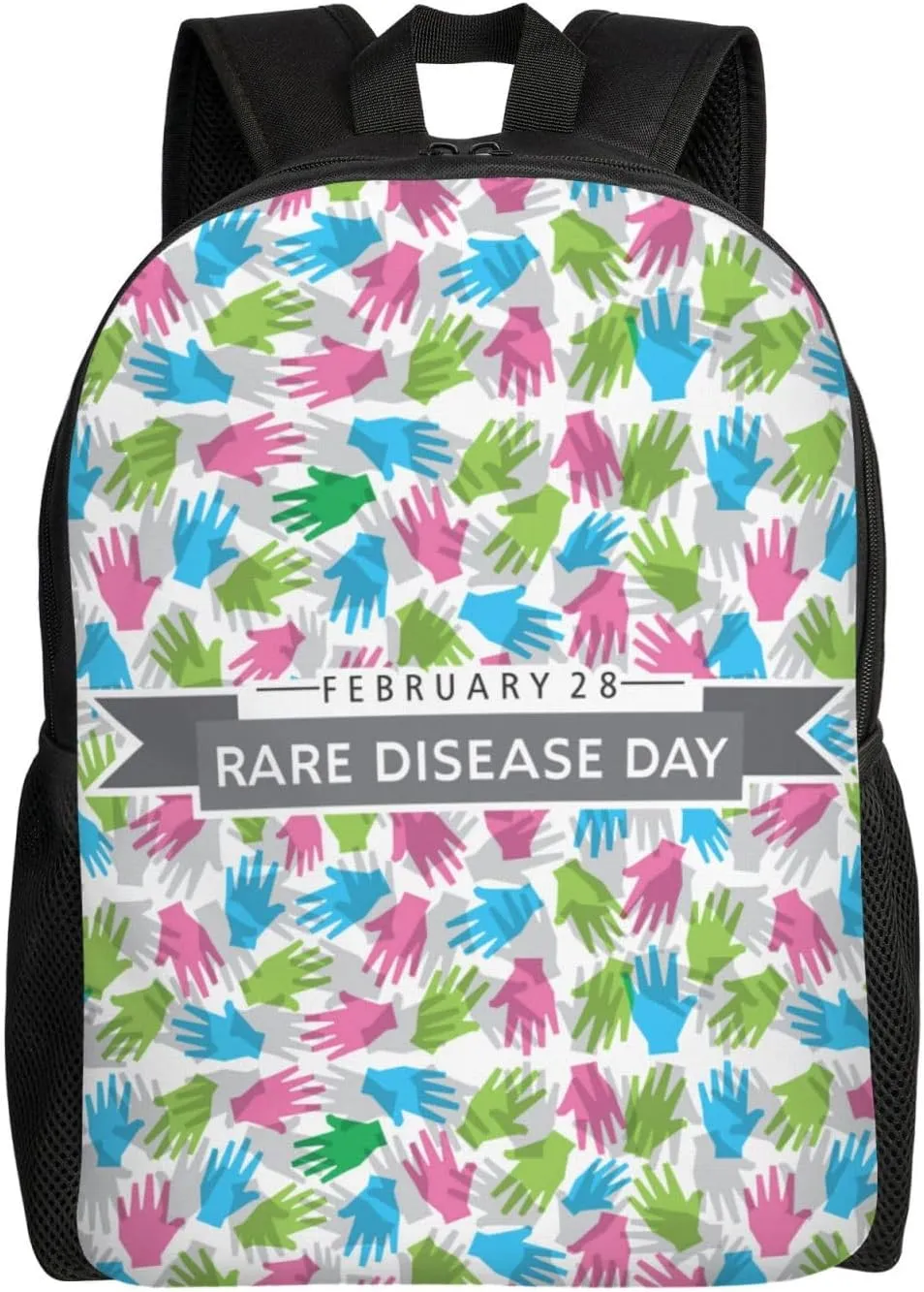 RARE DISEASE Awareness Day Backpack for Women Men Worker Teacher Business Travel Backpacks Shoulders Bag Daypack Bookbag with Mesh Pockets