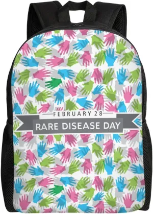 RARE DISEASE Awareness Day Backpack for Women Men Worker Teacher Business Travel Backpacks Shoulders Bag Daypack Bookbag with Mesh Pockets